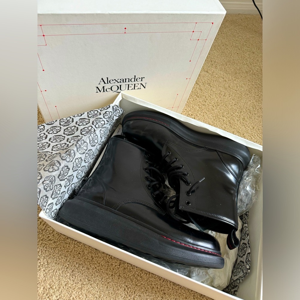 Black leather lace-up boots Alexander McQueen - Size 45